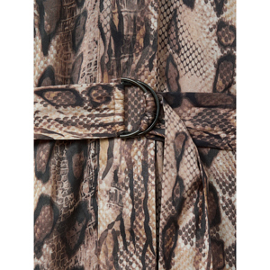 REISS FARAH Snake Print Belted Midi Dress